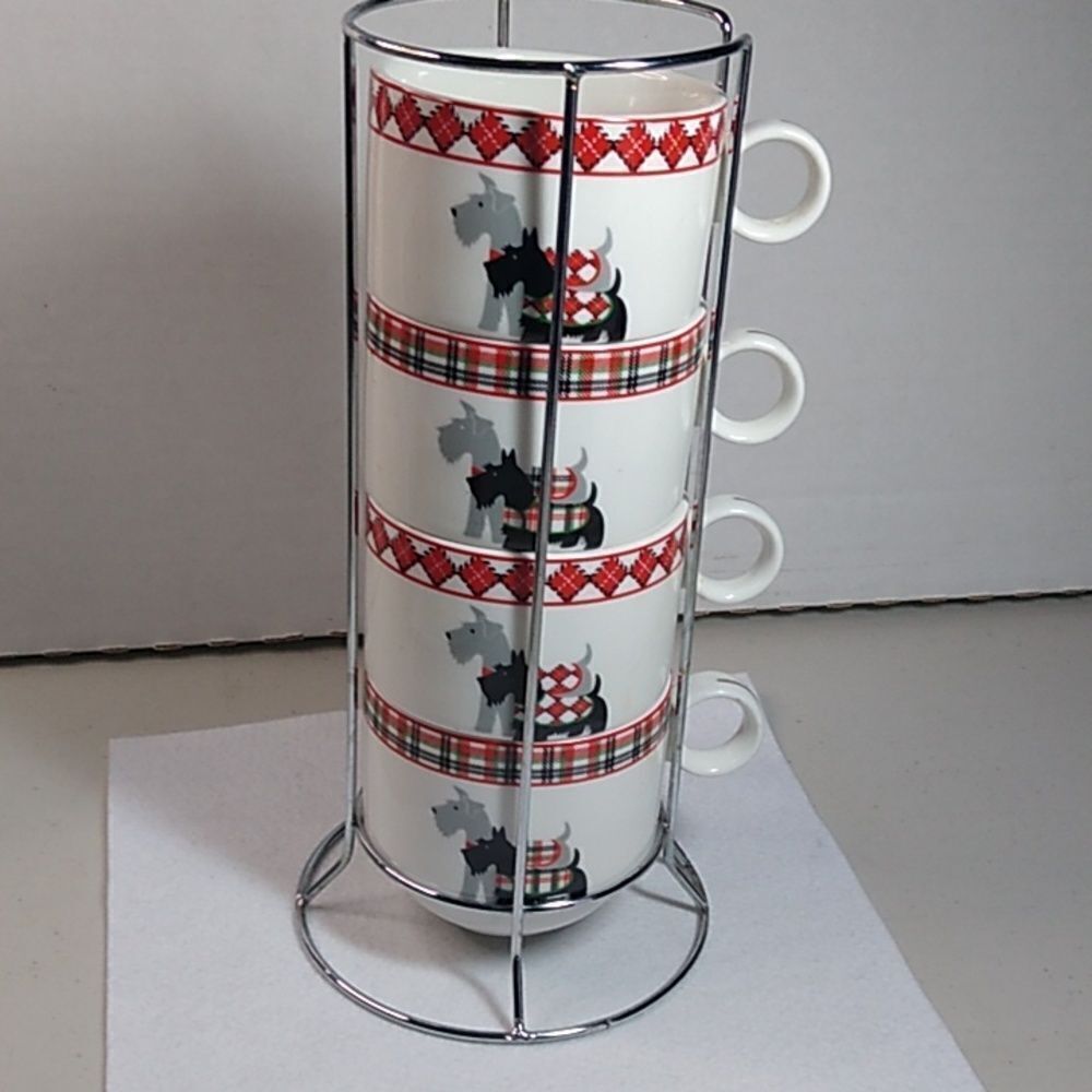 Grace Porcelain Scottie Dog mugs Cottagecore Countrycore kitsch